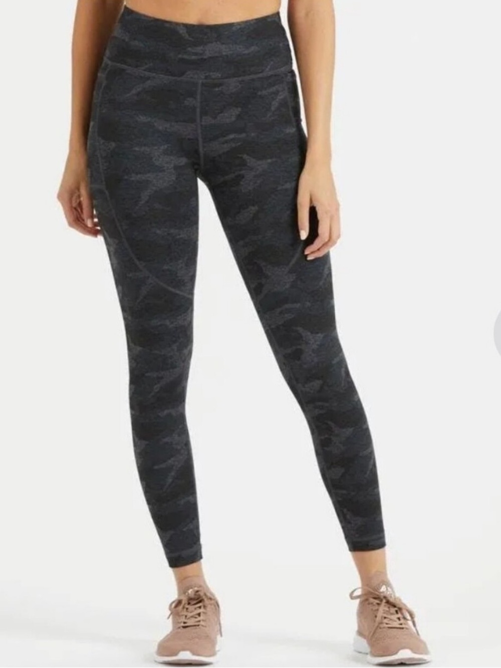 Vuori Gray Camo Leggings Side Leg Pockets Size Large